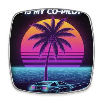 Retro Future Zeitreise Design - Viereckiger Kühlschrankmagnet - Weiß - Vorne