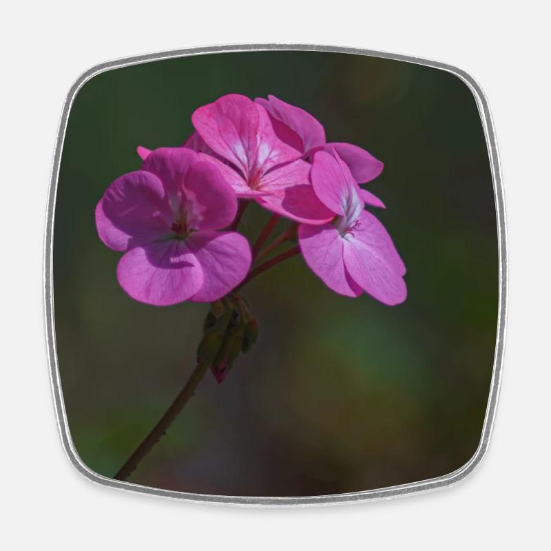 Pink Flowers - Square fridge magnet - white