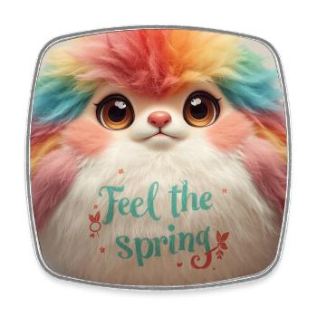 Feel the Spring Plush Critter - Square fridge magnet - white - Front