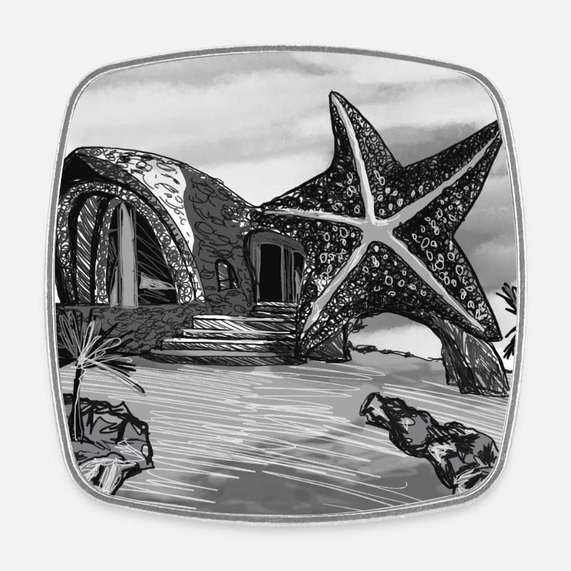 Starfish Dome Island Art - Square fridge magnet - white