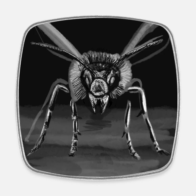 Midnight Stinger Mono Bee - Square fridge magnet - white