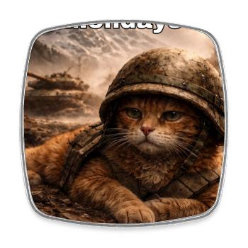 Monday Cat - Viereckiger Kühlschrankmagnet - Weiß - Vorne