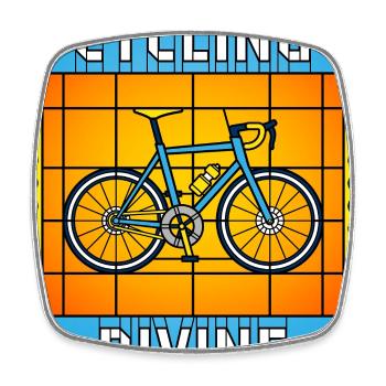 Cycling Stained Glass - Square fridge magnet - white - Front