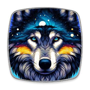 Wolf - Square fridge magnet - white - Front