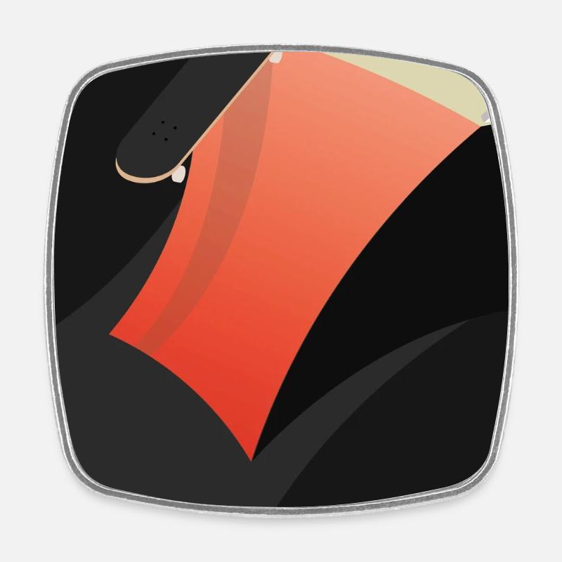 Abstrait Skateboard Rouge - Magnet carré - blanc