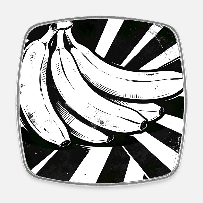 Black and White Bananas Collage - Square fridge magnet - white