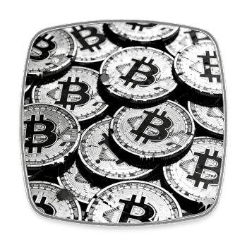 Bitcoin-Münzen-Mosaik - Viereckiger Kühlschrankmagnet - Weiß - Vorne