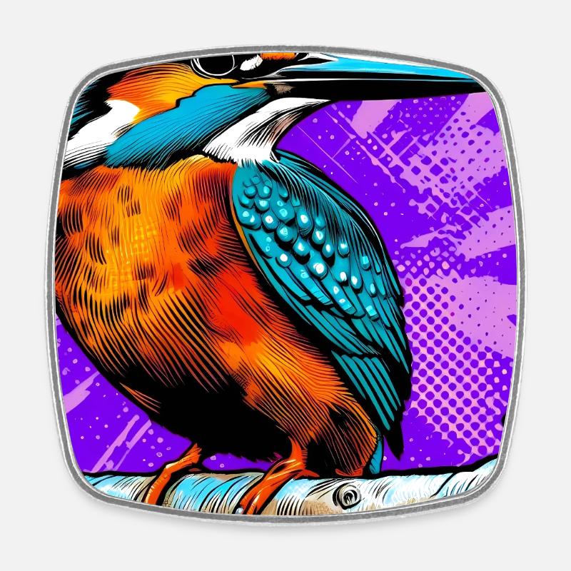 kingfisher - Square fridge magnet - white