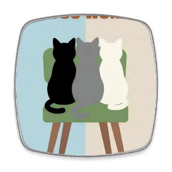 Cats in Chairs: Comfort over Work - Square fridge magnet - white - Front