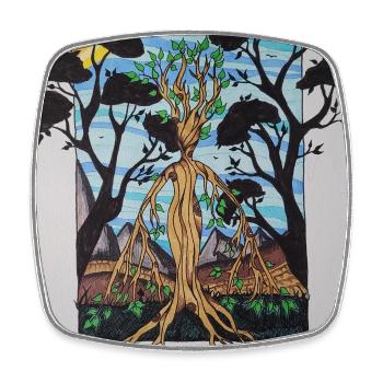 Arbre racine dans le référentiel - Magnet carré - blanc - Devant