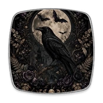 Gothic Raven & Moon – Dark Botanical Victorian Art - Viereckiger Kühlschrankmagnet - Weiß - Vorne