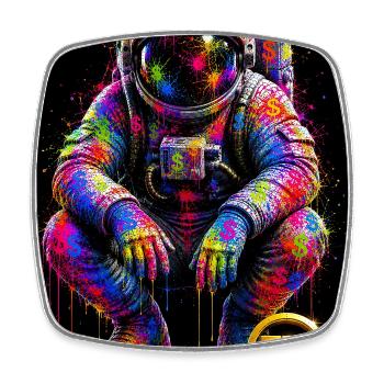 Bunte Weltraumkunst - Viereckiger Kühlschrankmagnet - Weiß - Vorne