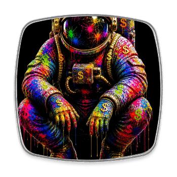 Colorful Space Astronaut - Square fridge magnet - white - Front