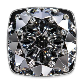 Mandala géométrique diamant - Magnet carré - blanc - Devant