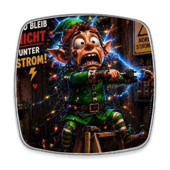 Stromschlag Elf Frohe Weihnachten Chaos Humor - Viereckiger Kühlschrankmagnet - Weiß - Vorne