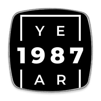 Design Anniversaire 1987 Minimaliste - Magnet carré - blanc - Devant