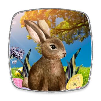 Frühling Osterhase mit Ostereiern - Viereckiger Kühlschrankmagnet - Weiß - Vorne