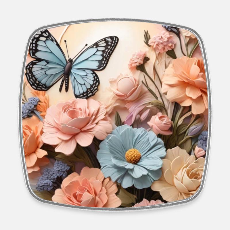 Ailes de fleur - Magnet carré - blanc