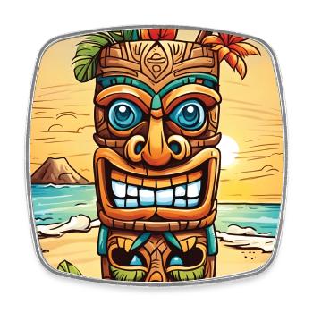 Tiki Statue - Magnet carré - blanc - Devant