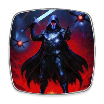 Dark Warrior in the Flame Storm - Square fridge magnet - white - Front