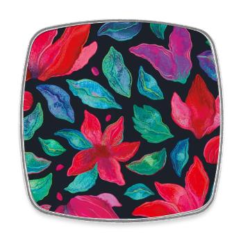 Fleurs vibrantes sur fond sombre - Magnet carré - blanc - Devant