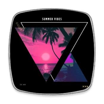 Tropisches Sonnenuntergangs-Dreieck-Design - Viereckiger Kühlschrankmagnet - Weiß - Vorne