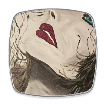 Expressionist Portrait with Blue Gaze - Square fridge magnet - white - Front