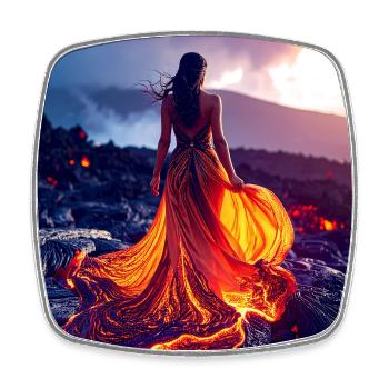 Feuerähnliches Kleid auf Lavafeld - Viereckiger Kühlschrankmagnet - Weiß - Vorne