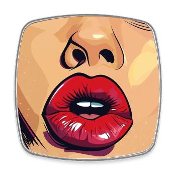 Pop-Art Lippenstift Blick - Viereckiger Kühlschrankmagnet - Weiß - Vorne