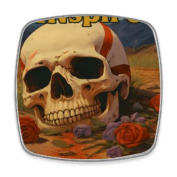 Inspiriert von Sünden, Totenkopf in der Wüste - Viereckiger Kühlschrankmagnet - Weiß - Vorne
