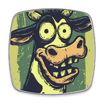 Grotesque Cow Comic Caricatures - Square fridge magnet - white - Front