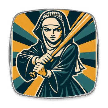 Nonne avec une batte de baseball - Magnet carré - blanc - Devant