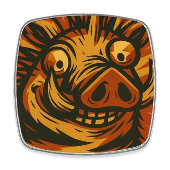 Wildsau in Retro Sonne - Viereckiger Kühlschrankmagnet - Weiß - Vorne