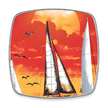 Sonnenuntergang mit Segelboot - Viereckiger Kühlschrankmagnet - Weiß - Vorne