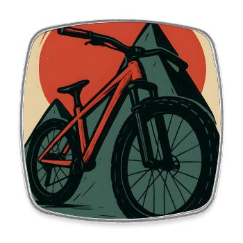 VTT sous le soleil rouge - Magnet carré - blanc - Devant