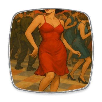 Femme dans la danse de la nuit - Magnet carré - blanc - Devant