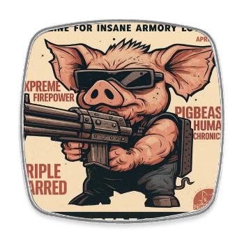 Pigminator Retro Waffen-Cover - Viereckiger Kühlschrankmagnet - Weiß - Vorne