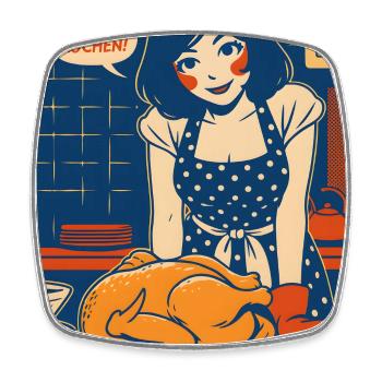 Pop Art Kitchen Chaos with Saying - Square fridge magnet - white - Front