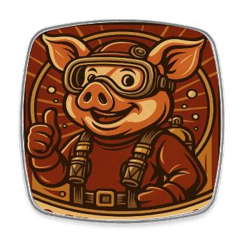 Ozean Schwein Taucher - Viereckiger Kühlschrankmagnet - Weiß - Vorne