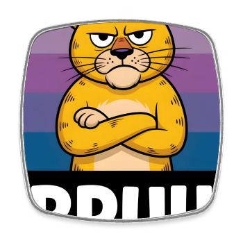 Grummel Katze BRUH - Viereckiger Kühlschrankmagnet - Weiß - Vorne