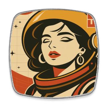 Astronaut Retro Space Comic - Magnet carré - blanc - Devant