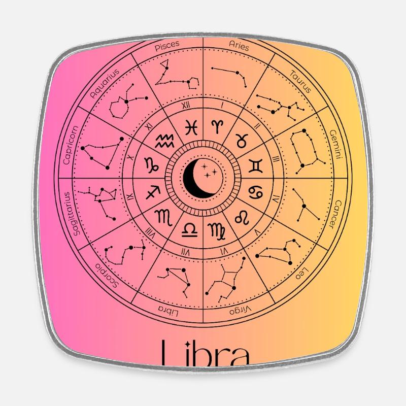 Libra Cercle Zodiac Équilibre - Magnet carré - blanc