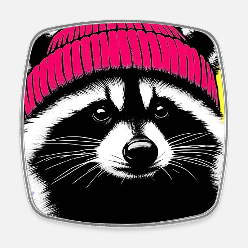 Raccoon - Square fridge magnet - white