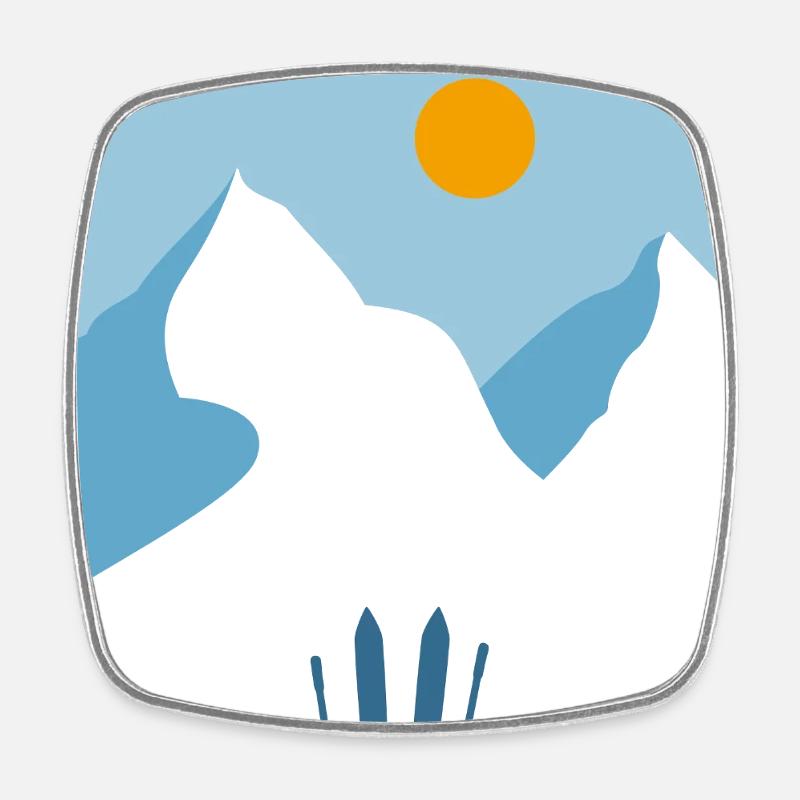 Feeling Pisteful Alpine Ski - Square fridge magnet - white