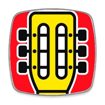 Emblème de la tête de guitare - Magnet carré - blanc - Devant