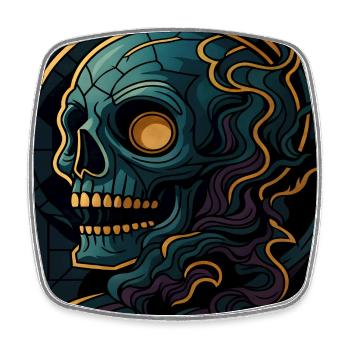 Framed skull with flowing shapes - Square fridge magnet - white - Front