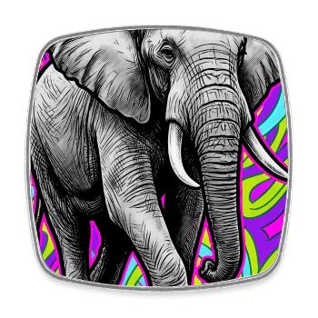 Elefant - Viereckiger Kühlschrankmagnet - Weiß - Vorne