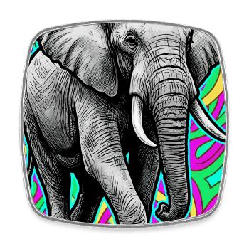 Elefant - Viereckiger Kühlschrankmagnet - Weiß - Vorne