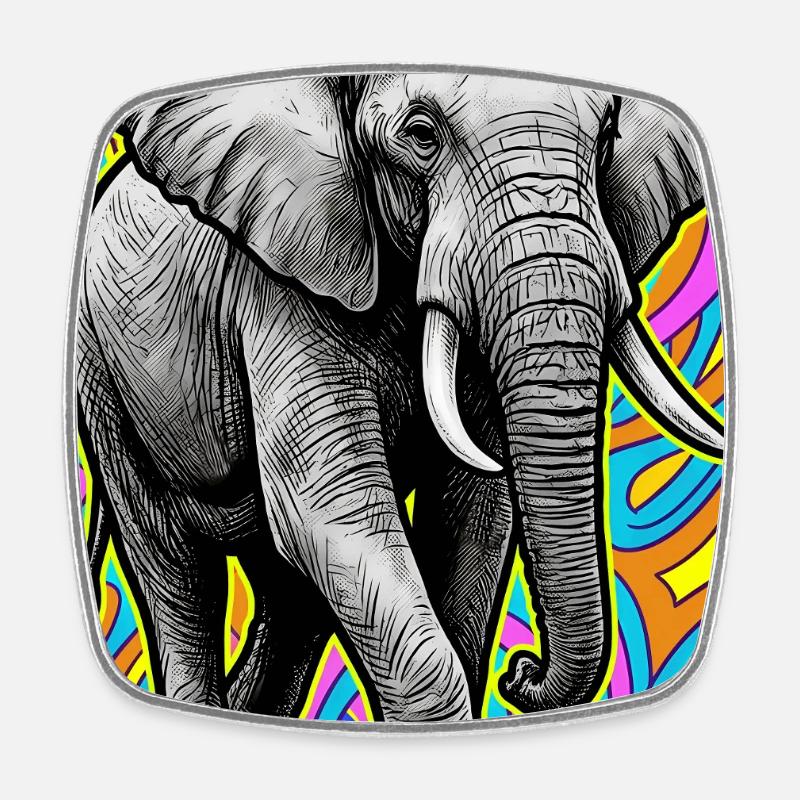 elephant - Square fridge magnet - white
