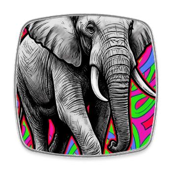 éléphant - Magnet carré - blanc - Devant